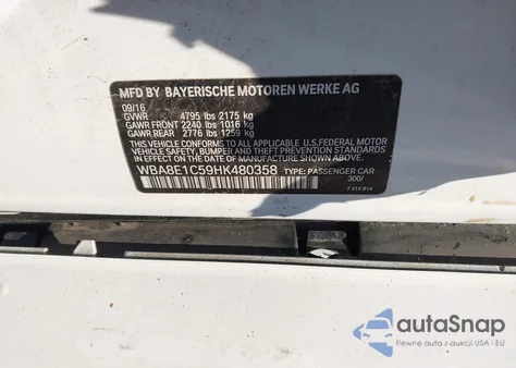 2017 BMW 330E Iperformance из США, поврежденный, VIN WBA8E1C59HK480358